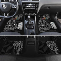 Kia Hara Te reo Maori Car Mats Manaia Moko Pattern LT7 Set 4pcs Black - Polynesian Pride