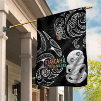 Kia Hara Te reo Maori Garden Flag Manaia Moko Pattern LT7 House Flag Black - Polynesian Pride
