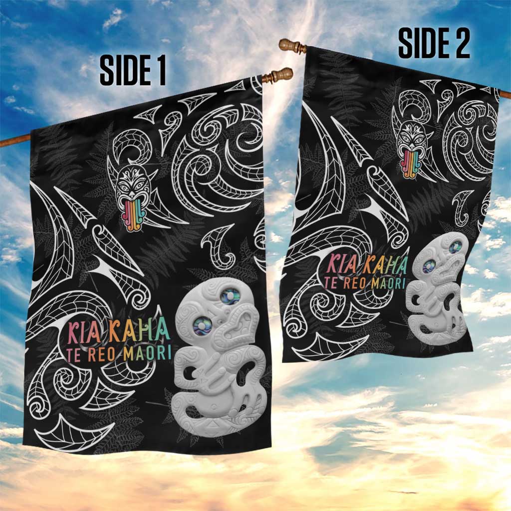 Kia Hara Te reo Maori Garden Flag Manaia Moko Pattern LT7 - Polynesian Pride