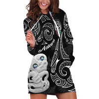 Kia Hara Te reo Maori Hoodie Dress Manaia Moko Pattern LT7 Black - Polynesian Pride