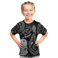 Kia Hara Te reo Maori Kid T Shirt Manaia Moko Pattern LT7 Black - Polynesian Pride