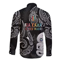 Kia Hara Te reo Maori Long Sleeve Button Shirt Manaia Moko Pattern LT7 - Polynesian Pride
