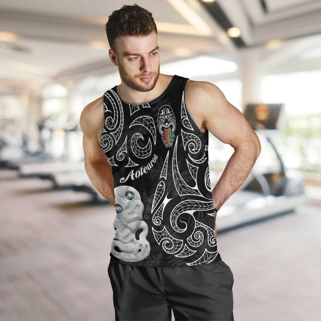 Kia Hara Te reo Maori Men Tank Top Manaia Moko Pattern LT7 Black - Polynesian Pride