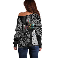 Kia Hara Te reo Maori Off Shoulder Sweater Manaia Moko Pattern LT7 - Polynesian Pride