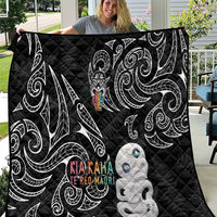 Kia Hara Te reo Maori Quilt Manaia Moko Pattern LT7 Black - Polynesian Pride