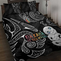 Kia Hara Te reo Maori Quilt Bed Set Manaia Moko Pattern LT7 Black - Polynesian Pride