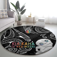 Kia Hara Te reo Maori Round Carpet Manaia Moko Pattern LT7 - Polynesian Pride