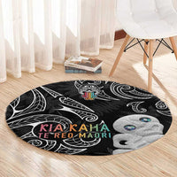 Kia Hara Te reo Maori Round Carpet Manaia Moko Pattern LT7 - Polynesian Pride