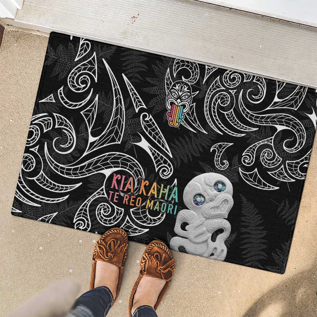 Kia Hara Te reo Maori Rubber Doormat Manaia Moko Pattern LT7 - Polynesian Pride