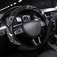 Kia Hara Te reo Maori Steering Wheel Cover Manaia Moko Pattern LT7 Universal Fit Black - Polynesian Pride