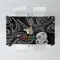 Kia Hara Te reo Maori Tablecloth Manaia Moko Pattern LT7 Black - Polynesian Pride