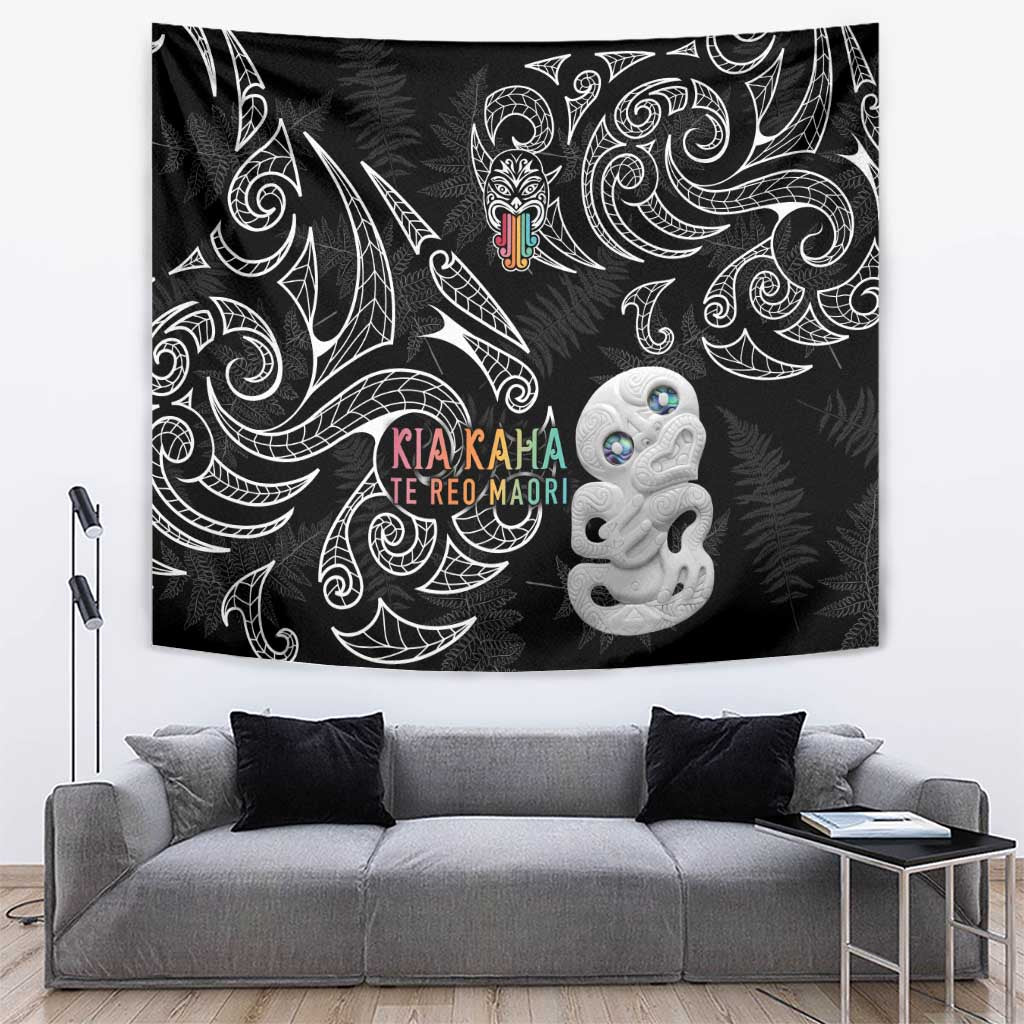 Kia Hara Te reo Maori Tapestry Manaia Moko Pattern LT7 Black - Polynesian Pride