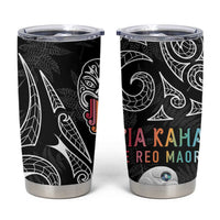 Kia Hara Te reo Maori Tumbler Cup Manaia Moko Pattern LT7 Black - Polynesian Pride