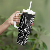 Kia Hara Te reo Maori Tumbler With Handle Manaia Moko Pattern LT7 - Polynesian Pride