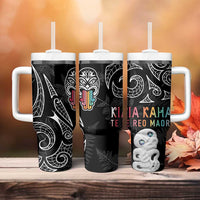 Kia Hara Te reo Maori Tumbler With Handle Manaia Moko Pattern LT7 - Polynesian Pride