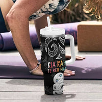 Kia Hara Te reo Maori Tumbler With Handle Manaia Moko Pattern LT7 - Polynesian Pride
