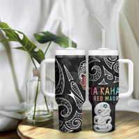 Kia Hara Te reo Maori Tumbler With Handle Manaia Moko Pattern LT7 - Polynesian Pride