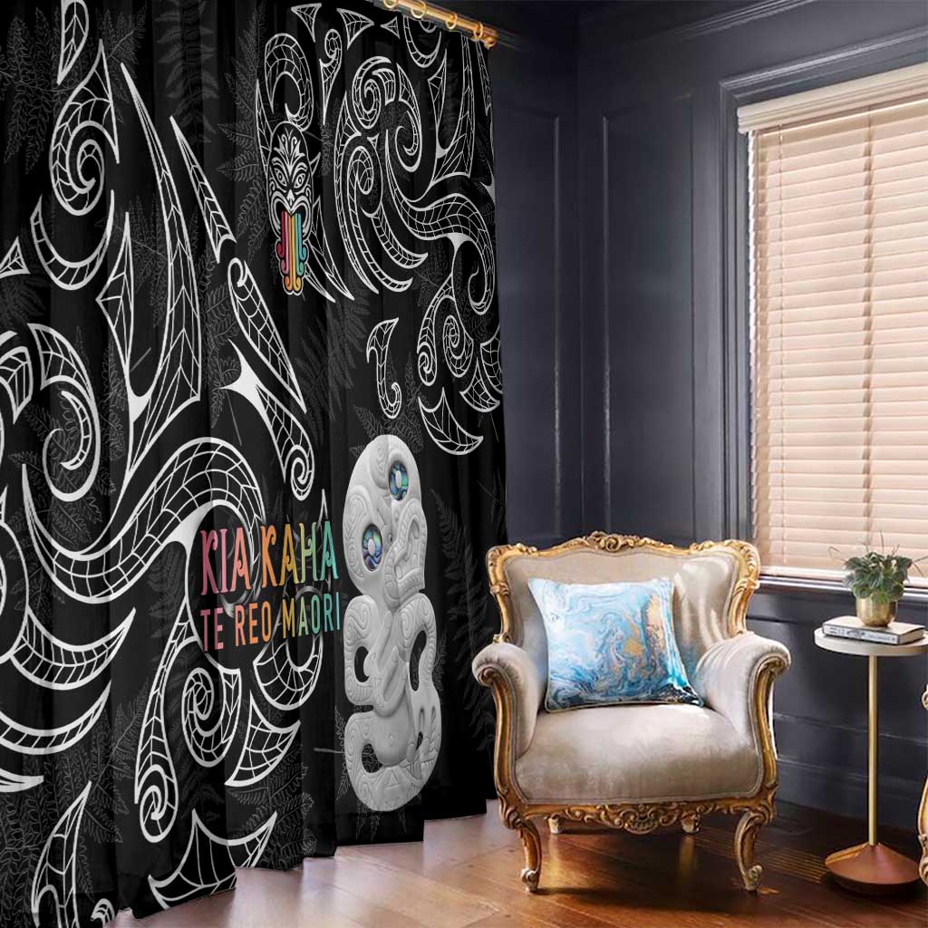Kia Hara Te reo Maori Window Curtain Manaia Moko Pattern LT7 - Polynesian Pride