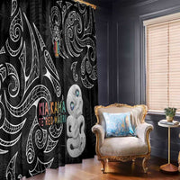 Kia Hara Te reo Maori Window Curtain Manaia Moko Pattern LT7 - Polynesian Pride