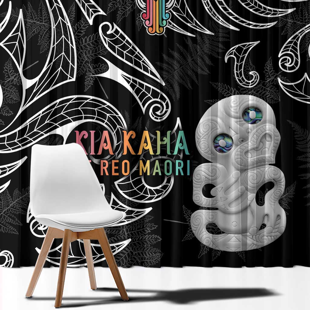 Kia Hara Te reo Maori Window Curtain Manaia Moko Pattern LT7 - Polynesian Pride