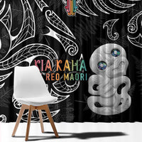 Kia Hara Te reo Maori Window Curtain Manaia Moko Pattern LT7 - Polynesian Pride