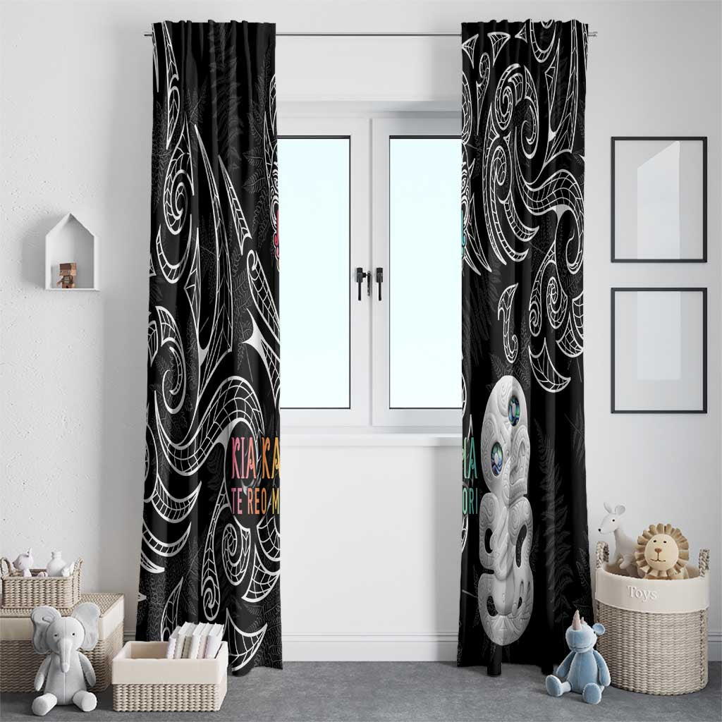 Kia Hara Te reo Maori Window Curtain Manaia Moko Pattern LT7 - Polynesian Pride