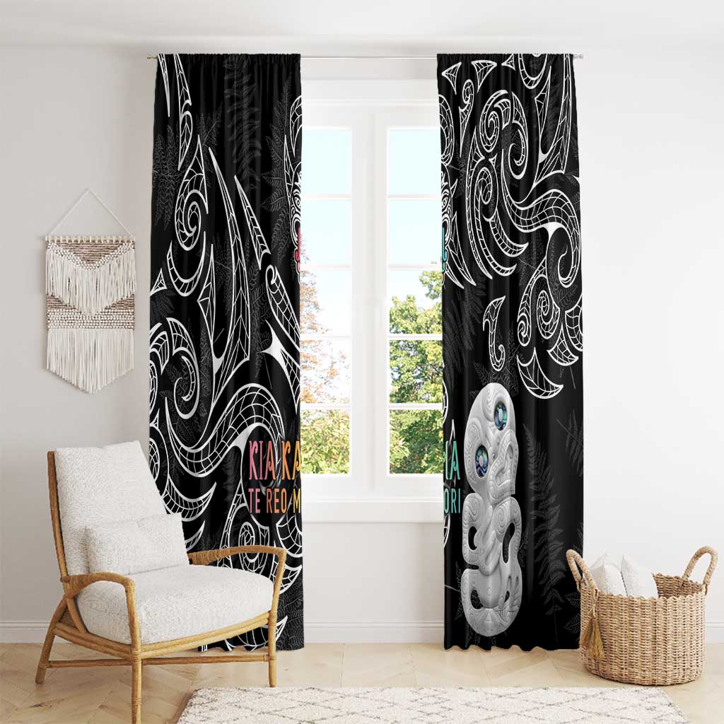 Kia Hara Te reo Maori Window Curtain Manaia Moko Pattern LT7 - Polynesian Pride