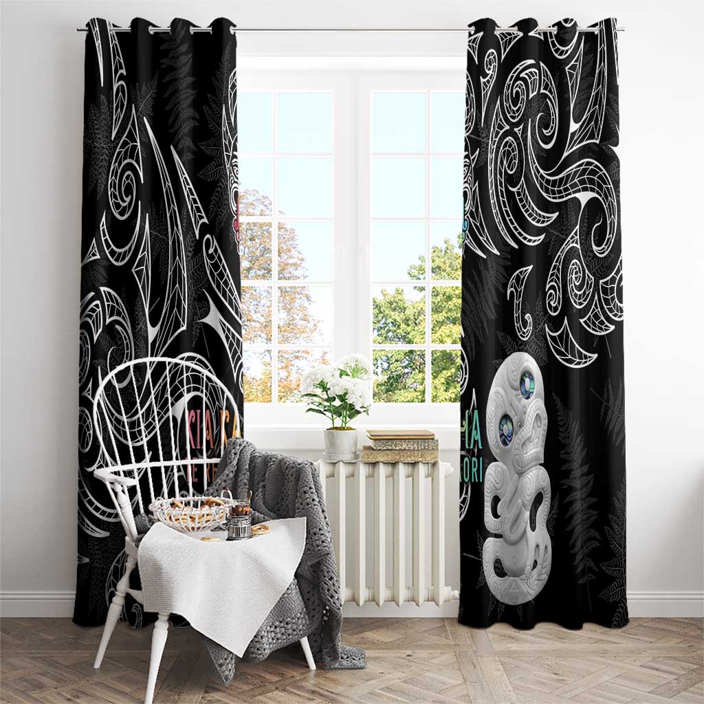 Kia Hara Te reo Maori Window Curtain Manaia Moko Pattern LT7 - Polynesian Pride
