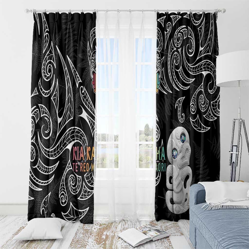 Kia Hara Te reo Maori Window Curtain Manaia Moko Pattern LT7 - Polynesian Pride