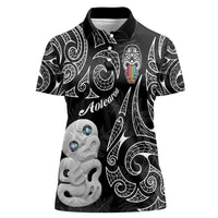 Kia Hara Te reo Maori Women Polo Shirt Manaia Moko Pattern LT7 Female Black - Polynesian Pride