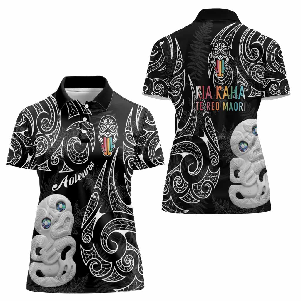 Kia Hara Te reo Maori Women Polo Shirt Manaia Moko Pattern LT7 - Polynesian Pride