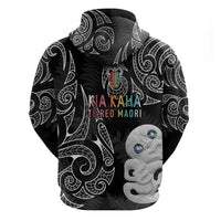 Kia Hara Te reo Maori Zip Hoodie Manaia Moko Pattern LT7 - Polynesian Pride
