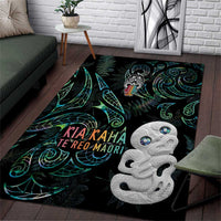 Kia Hara Te reo Maori Area Rug Manaia Moko Mix Paua Shell LT7 Green - Polynesian Pride