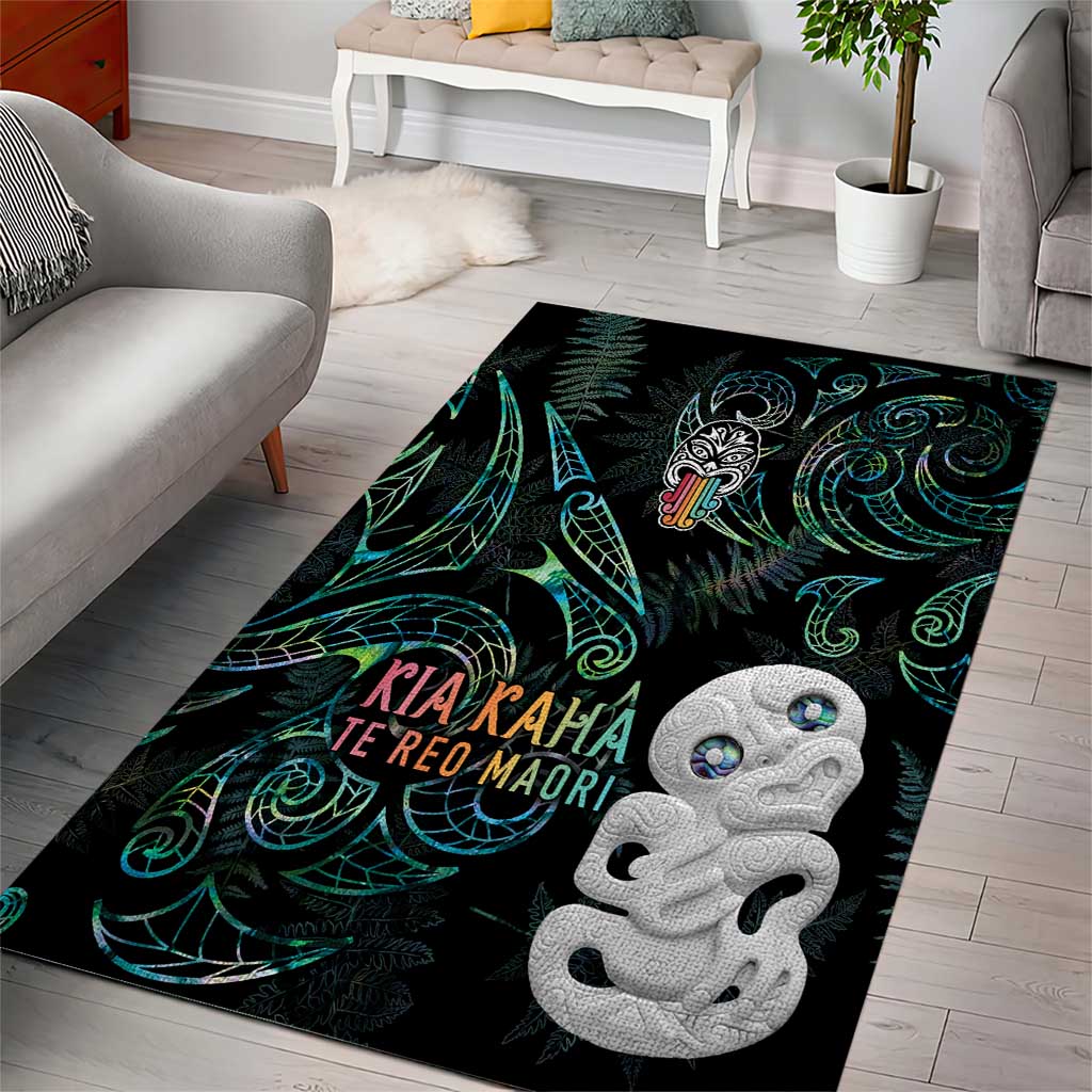 Kia Hara Te reo Maori Area Rug Manaia Moko Mix Paua Shell LT7 - Polynesian Pride