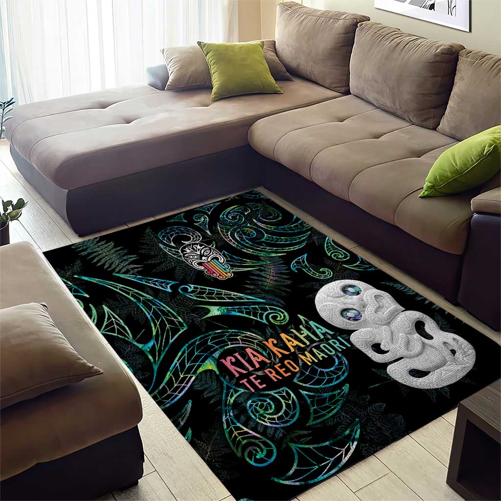 Kia Hara Te reo Maori Area Rug Manaia Moko Mix Paua Shell LT7 - Polynesian Pride