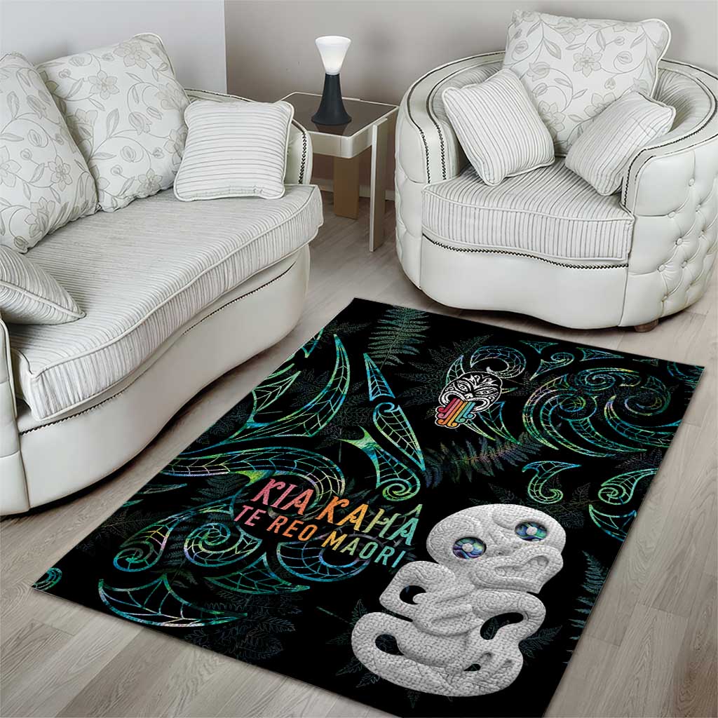 Kia Hara Te reo Maori Area Rug Manaia Moko Mix Paua Shell LT7 - Polynesian Pride