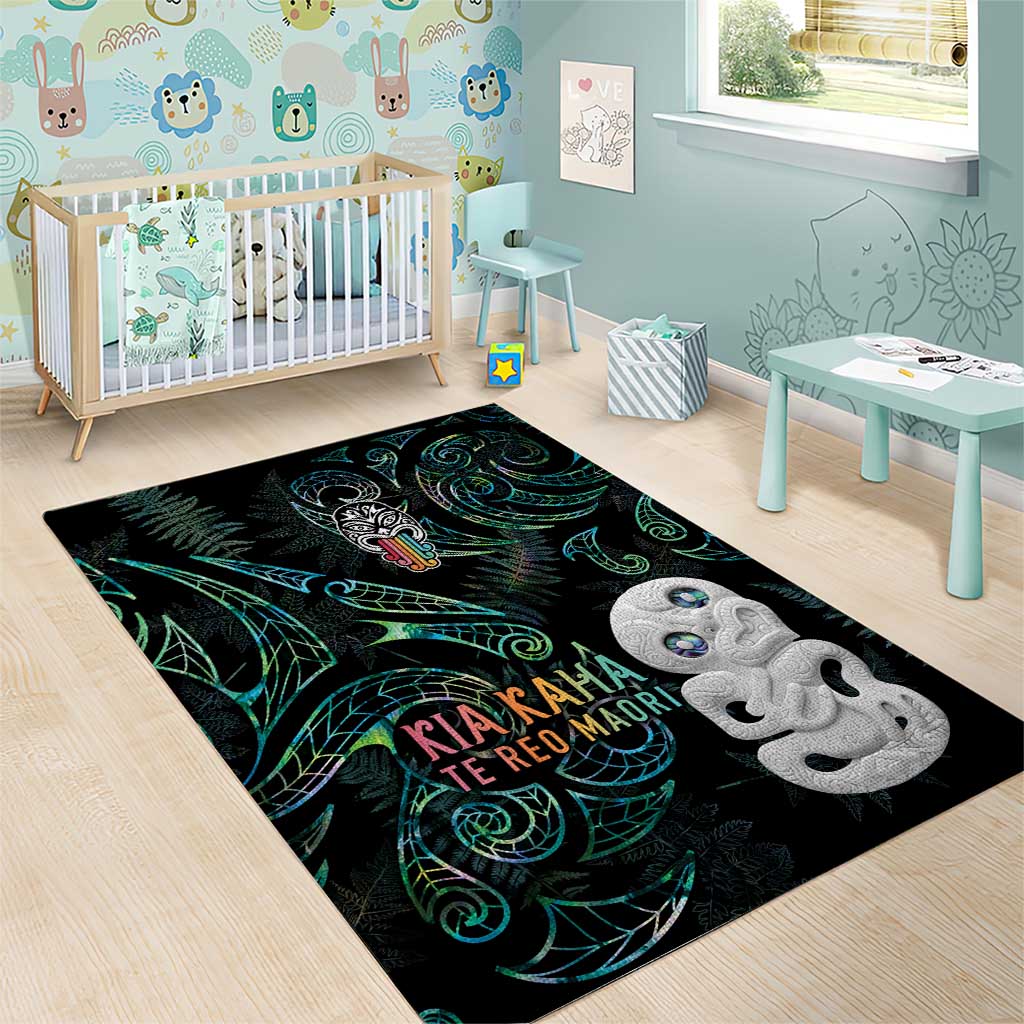 Kia Hara Te reo Maori Area Rug Manaia Moko Mix Paua Shell LT7 - Polynesian Pride