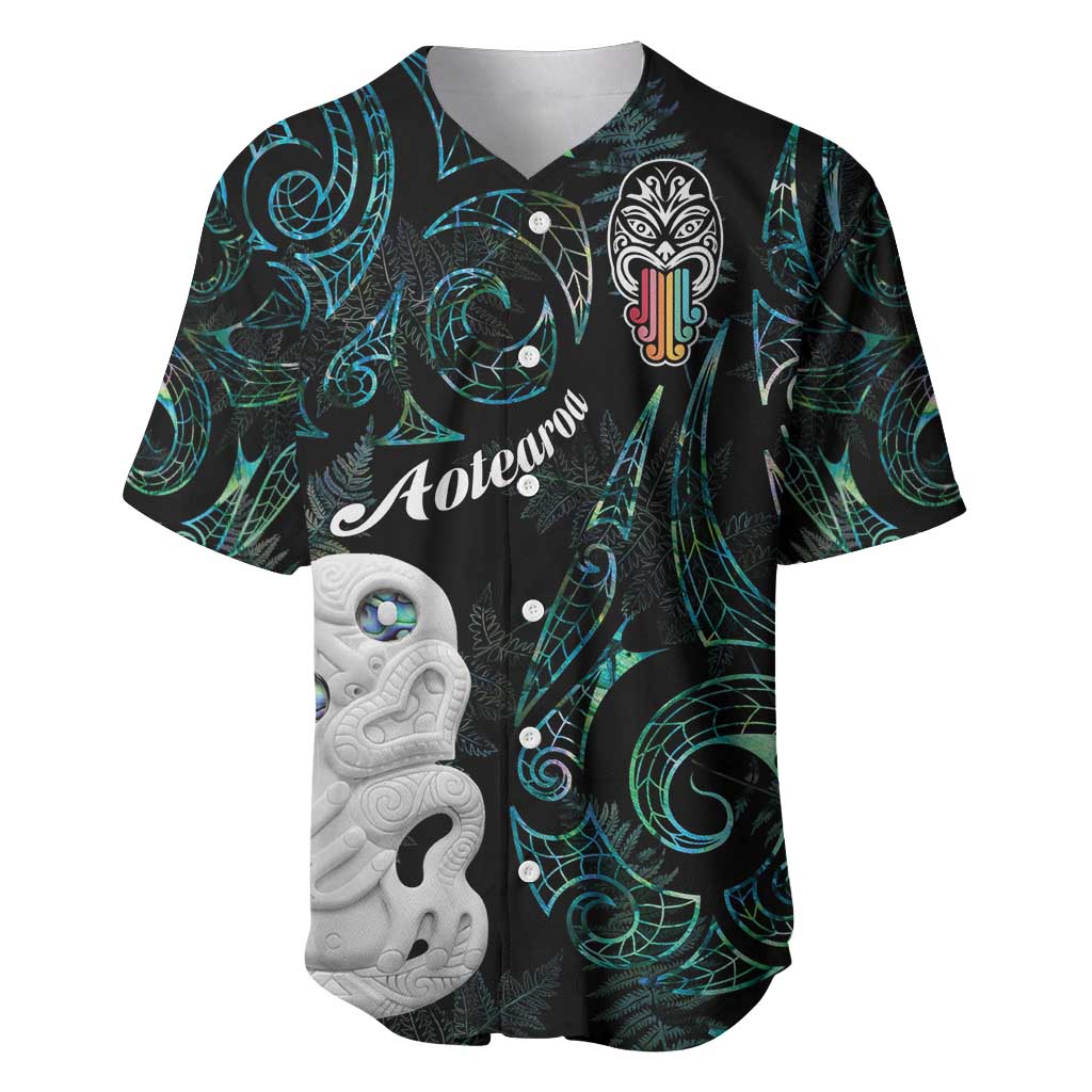 Kia Hara Te reo Maori Baseball Jersey Manaia Moko Mix Paua Shell LT7 Green - Polynesian Pride