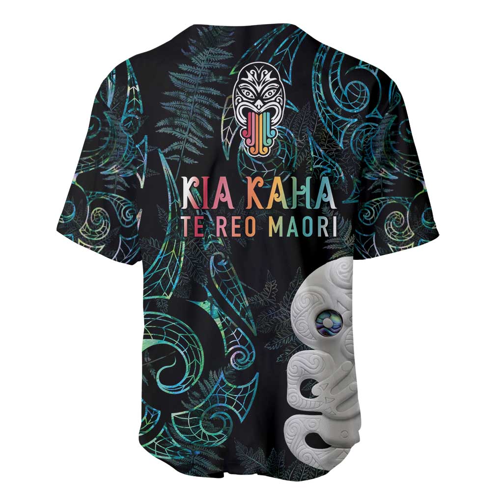 Kia Hara Te reo Maori Baseball Jersey Manaia Moko Mix Paua Shell LT7 - Polynesian Pride