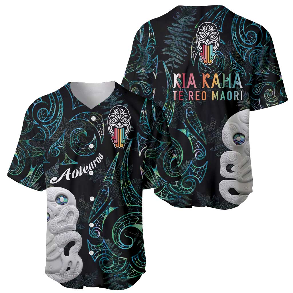 Kia Hara Te reo Maori Baseball Jersey Manaia Moko Mix Paua Shell LT7 - Polynesian Pride