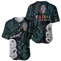 Kia Hara Te reo Maori Baseball Jersey Manaia Moko Mix Paua Shell LT7 - Polynesian Pride