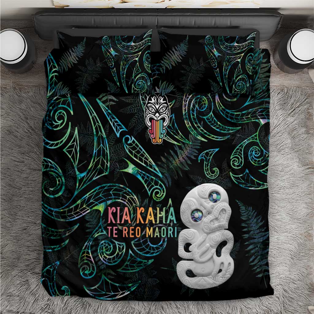 Kia Hara Te reo Maori Bedding Set Manaia Moko Mix Paua Shell LT7 Green - Polynesian Pride