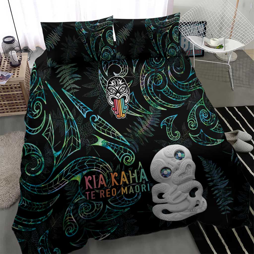 Kia Hara Te reo Maori Bedding Set Manaia Moko Mix Paua Shell LT7 - Polynesian Pride