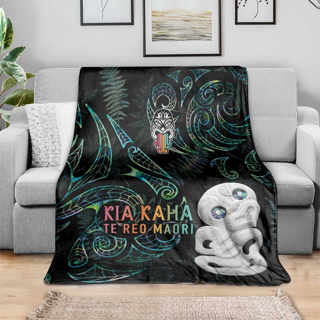 Kia Hara Te reo Maori Blanket Manaia Moko Mix Paua Shell LT7 - Polynesian Pride