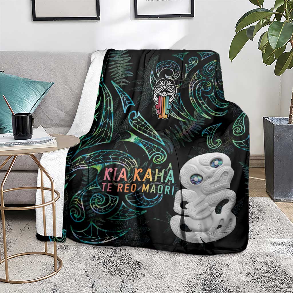 Kia Hara Te reo Maori Blanket Manaia Moko Mix Paua Shell LT7 - Polynesian Pride