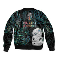 Kia Hara Te reo Maori Bomber Jacket Manaia Moko Mix Paua Shell LT7 - Polynesian Pride