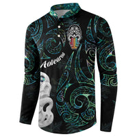 Kia Hara Te reo Maori Button Sweatshirt Manaia Moko Mix Paua Shell LT7 - Polynesian Pride