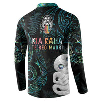 Kia Hara Te reo Maori Button Sweatshirt Manaia Moko Mix Paua Shell LT7 - Polynesian Pride