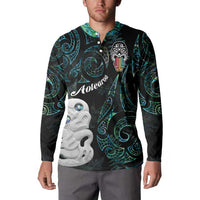 Kia Hara Te reo Maori Button Sweatshirt Manaia Moko Mix Paua Shell LT7 - Polynesian Pride