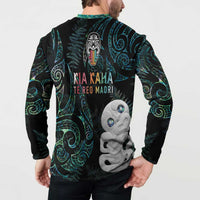 Kia Hara Te reo Maori Button Sweatshirt Manaia Moko Mix Paua Shell LT7 - Polynesian Pride